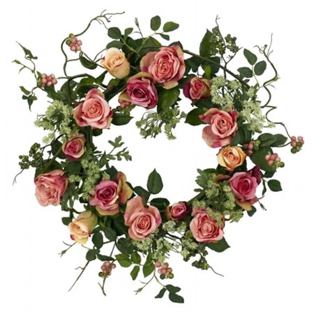 NEARLY NATURAL 20 in. Rose Wreath 4802